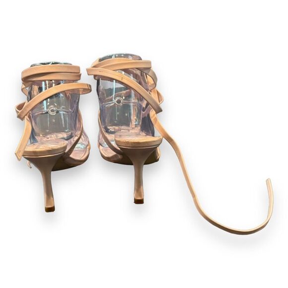 MARC FISHER Womens Beige Dominic Square Toe Stiletto Leather Thong Sandals 6M - Picture 3 of 8